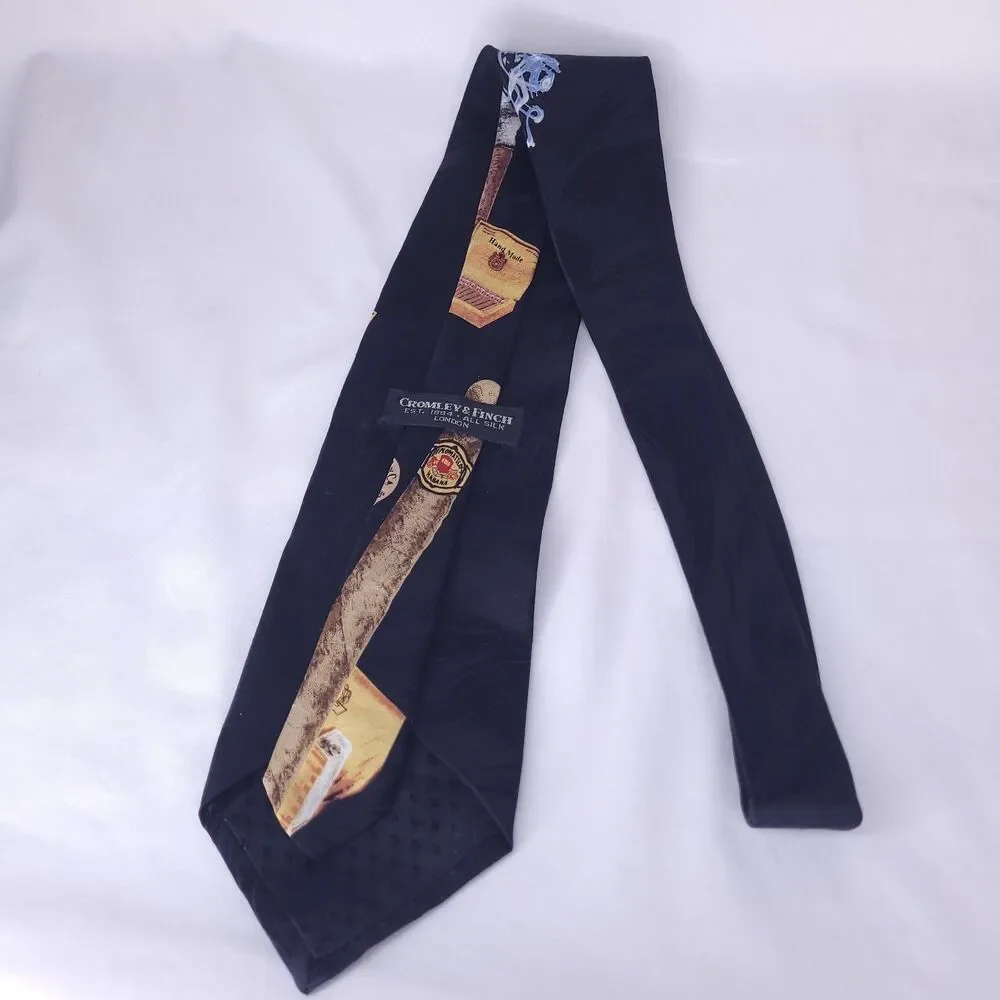 Cromley Finch Silk Tie Black Cuban Cigar